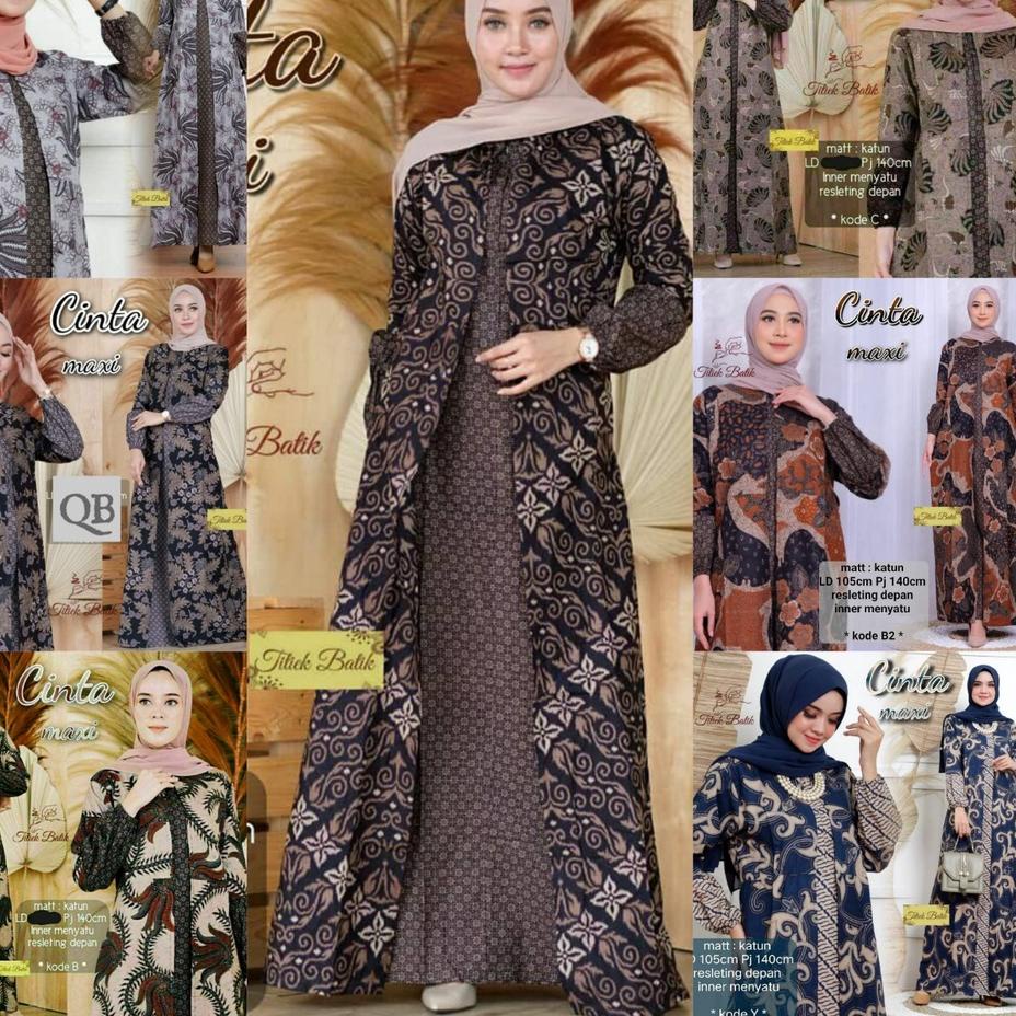 ✓ Gamis Batik Maura Jumbo AllSize Gamis Cardigan Dress Batik Sania Ruffle Batik Couple ori Ndoro jow