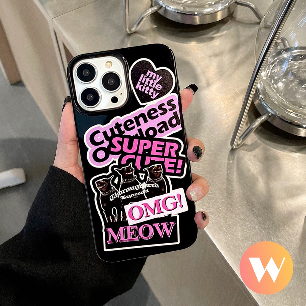 IPHONE Permen Glossy Lembut Tpu Case Kompatibel Untuk Iphone11 13 14 12 Pro Max 7Plus 8Plus XR X XS Max SE 2020 Ins Trendy Stiker Label Shockproof Phone Cover