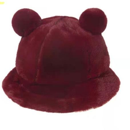 Garansi Original Topi Bucket Bahan Bulu Lembut Ada Pompom Kuping Panda / Topi Bucket Wanita Dewasa A