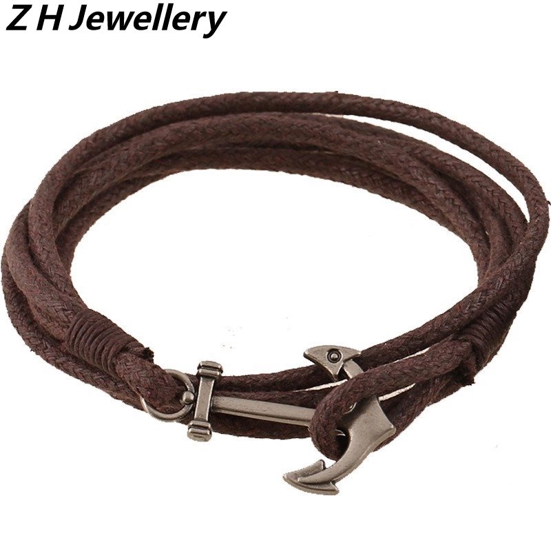 [Z H Jewelry] Gelang Tangan Stainless Steel Multi-Lapisan Kulit Fashion Pria/Aksesoris Perhiasan Pesta