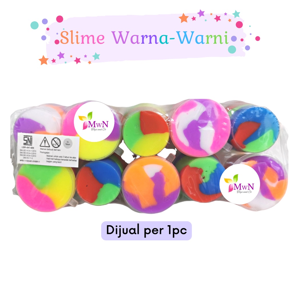 MWN Mainan Anak Slime Warna Warni Rainbow Pelangi (1pc)