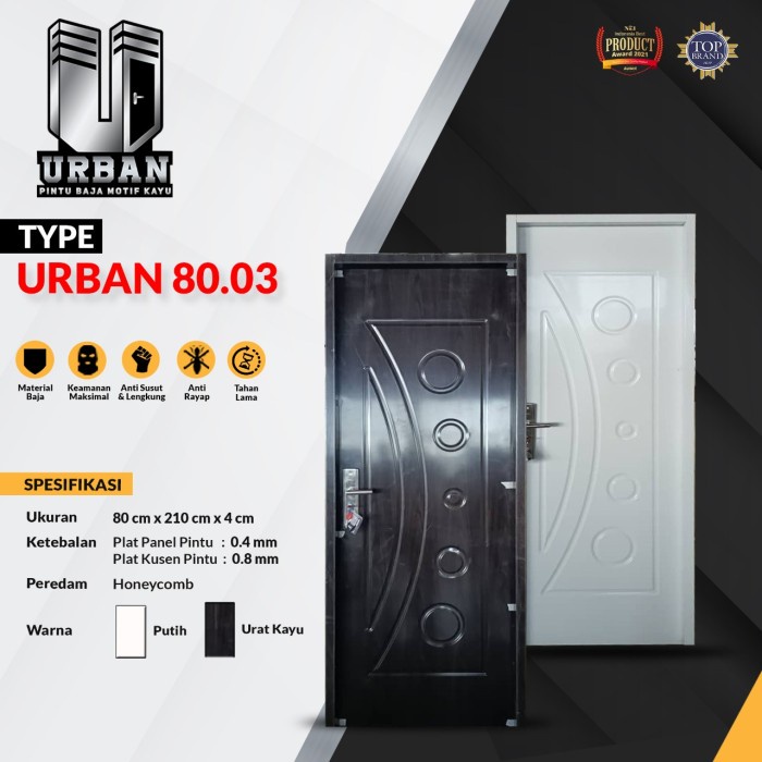 Pintu Kamar | Pintu Rumah Baja Fortress 80x210 - URBAN 80.03 - Putih, 80x210