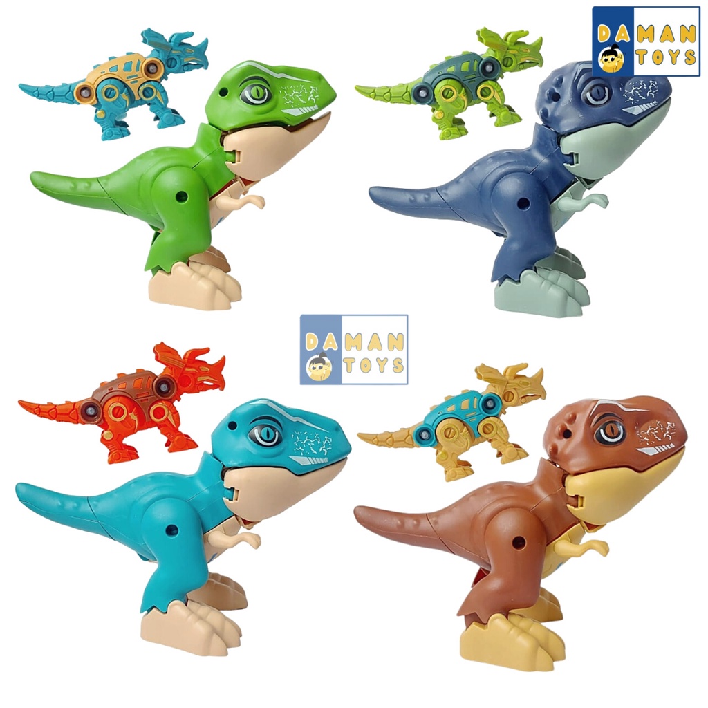 Mainan Dino Rakit Besar T-rex Velociraptor Dinosaurus Robot Dinosaur Snap Edukasi