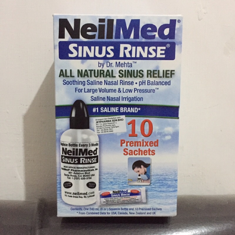 Neilmed Sinus Rinse Lengkap Botol + 10 Premixd Sachets. Original Impor.