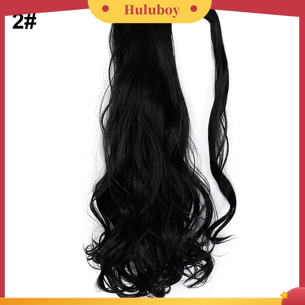 Wig Rambut Ekstensi Model Keriting Gelombang Bahan Serat Sintetis Ukuran 18 Inci