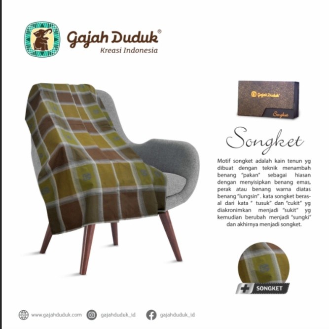 Sarung GAJAH DUDUK Songket / Sarung Tenun Pria Premium