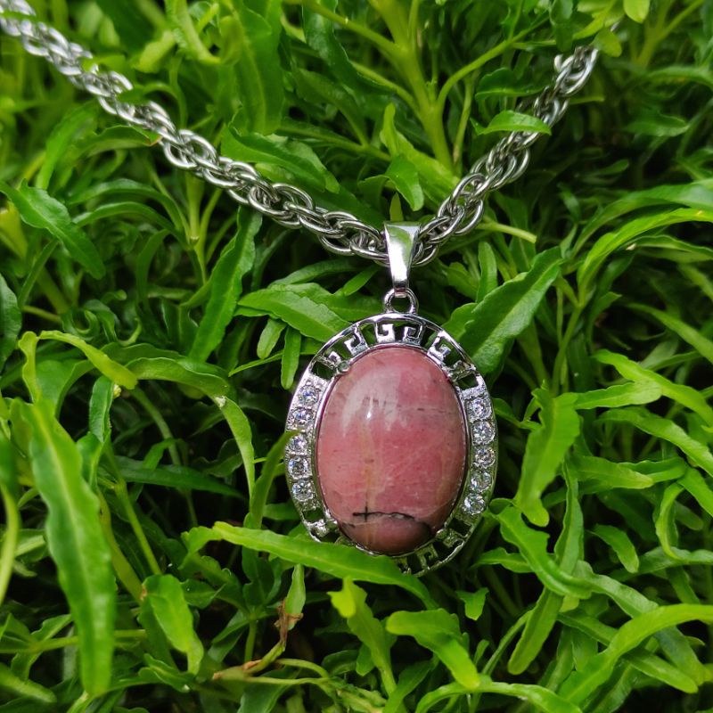 Kalung liontin batu akik red borneo (N)