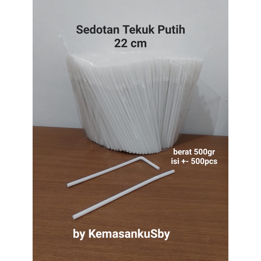 Sedotan Plastik Tekuk/Bengkok Putih 6 mm Kiloan isi 500gr 0280030
