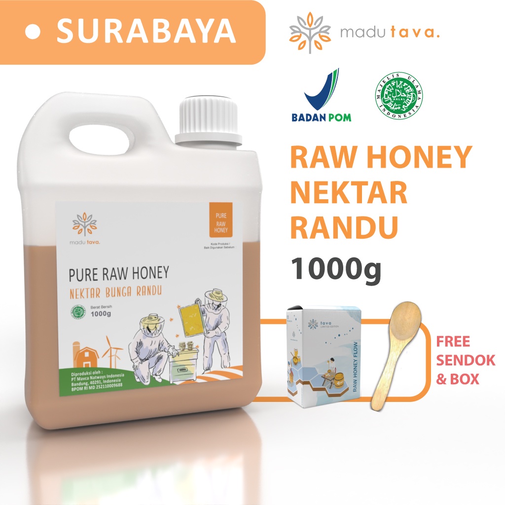 

Madu Murni Asli 1kg Tava Grade A Nektar Randu 100% Alami Pure Natural Raw Honey Kesehatan