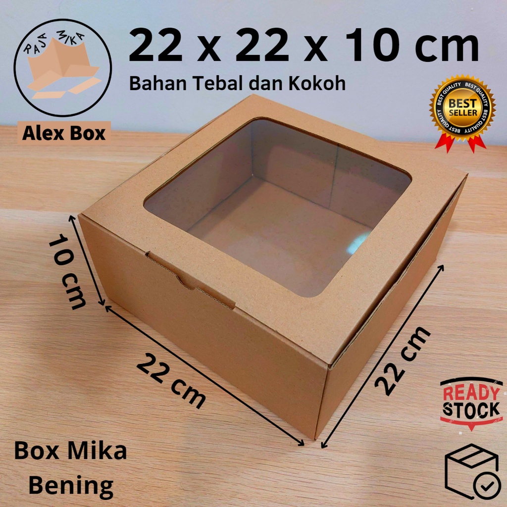 

Kardus Mika 22 x 22 x 10 cm... model diecut, untuk kue hampers dll