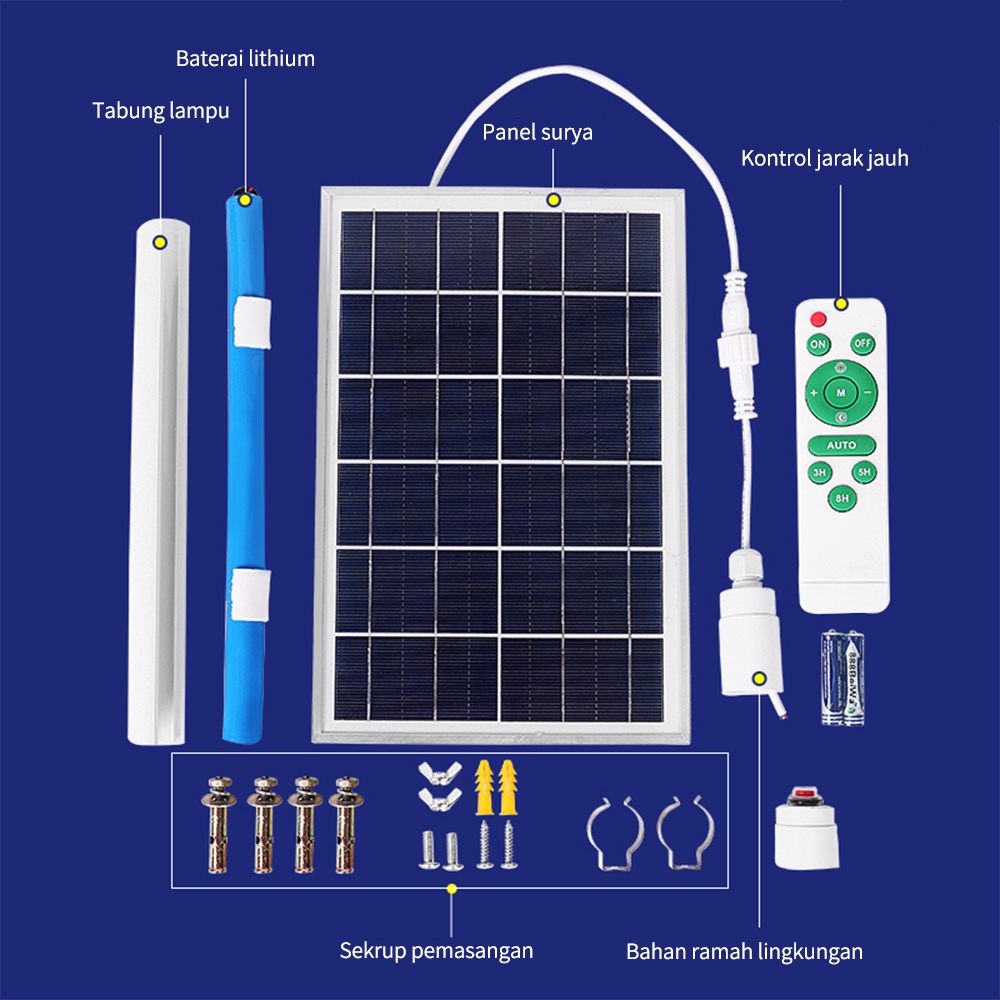 BENIH Garansi Satu Tahun Solar Tube lampu neon 100W Emergency Lampu Outdoor Solar Garden Light IP67 Waterproof High Quality Solar Lampu Dengan Remote Control Cocok untuk indoor dan outdoor