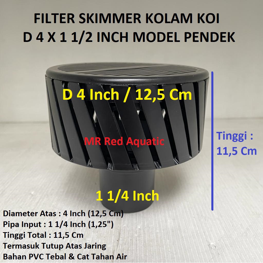Jual Skimmer Kolam Koi D 4 Pipa 1 1/4 2 Inch Tutup Atas Jaring Pendek Mini Filter Skimer Ikan
