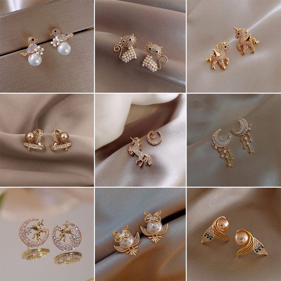 Korea Fashion s925 Perak Jarum Anting Kecil Sederhana Wanita Mahasiswa Stud Earrings Hadiah Perhiasan