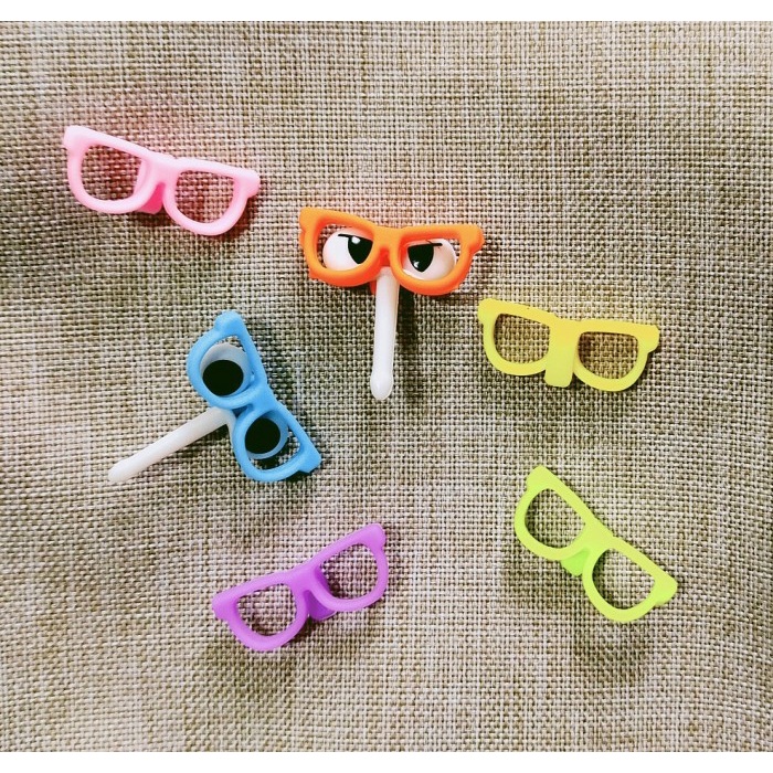 Hiasan Kacamata Garpu Buah Makanan Tusuk Bento Kaca Mata Bekal Lunch Box Fruit Fork Picks