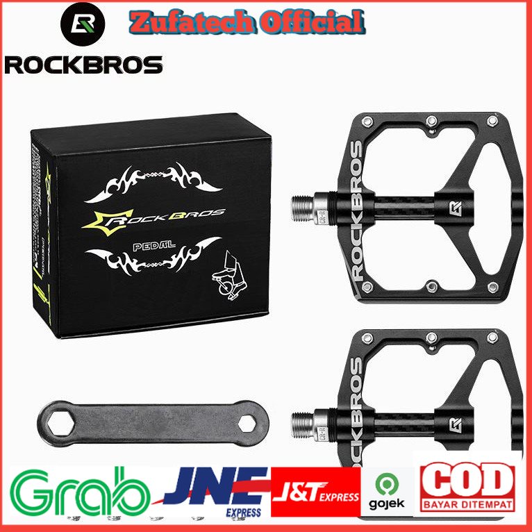 Rockbros Pedal Sepeda Aluminium Alloy Non Slip - 12EBK - Black
