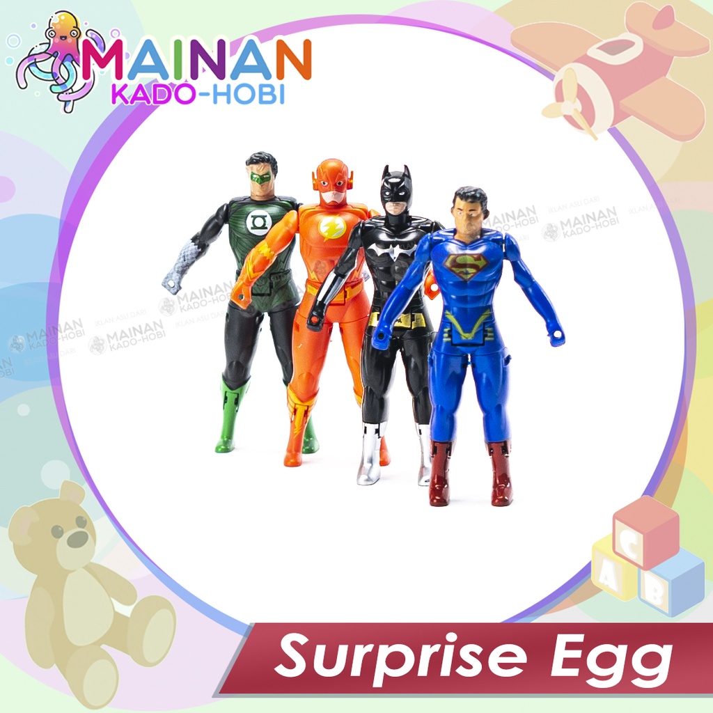 MAINAN ANAK SURPRISE EGG SUPERHERO SUPERMAN BATMAN JUSTICE LEAGUE