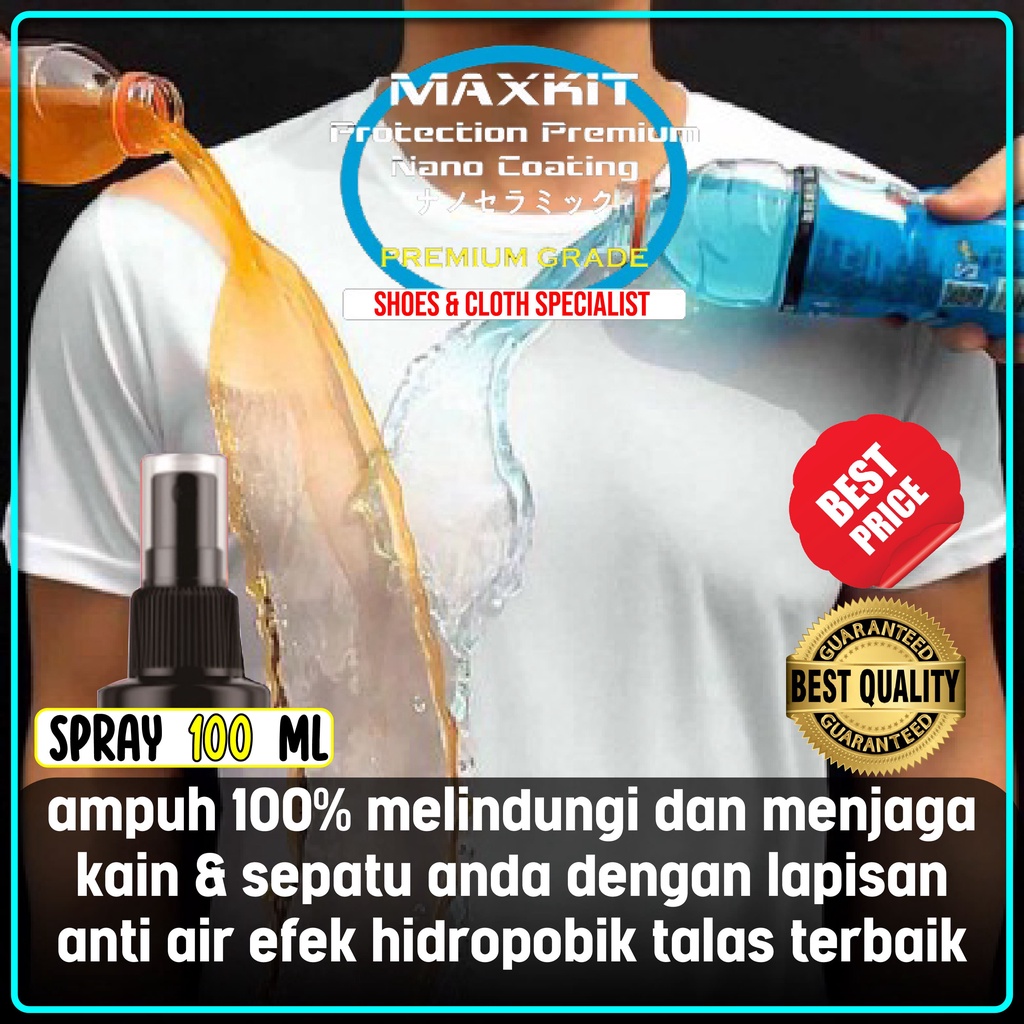 CAIRAN ANTI AIR UNTUK KAIN Dan KULIT  100 ML Pelapis Sepatu Anti Air Untuk Jaket Jas Hujan Spray Cai
