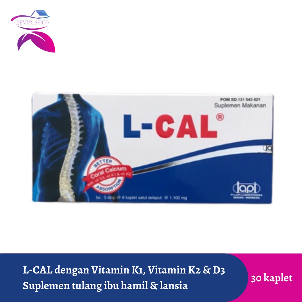 L-Cal Suplemen Tulang with Vitamin K1 Vitamin K2 dan Vitamin D3 / Mencegah Osteoporosis