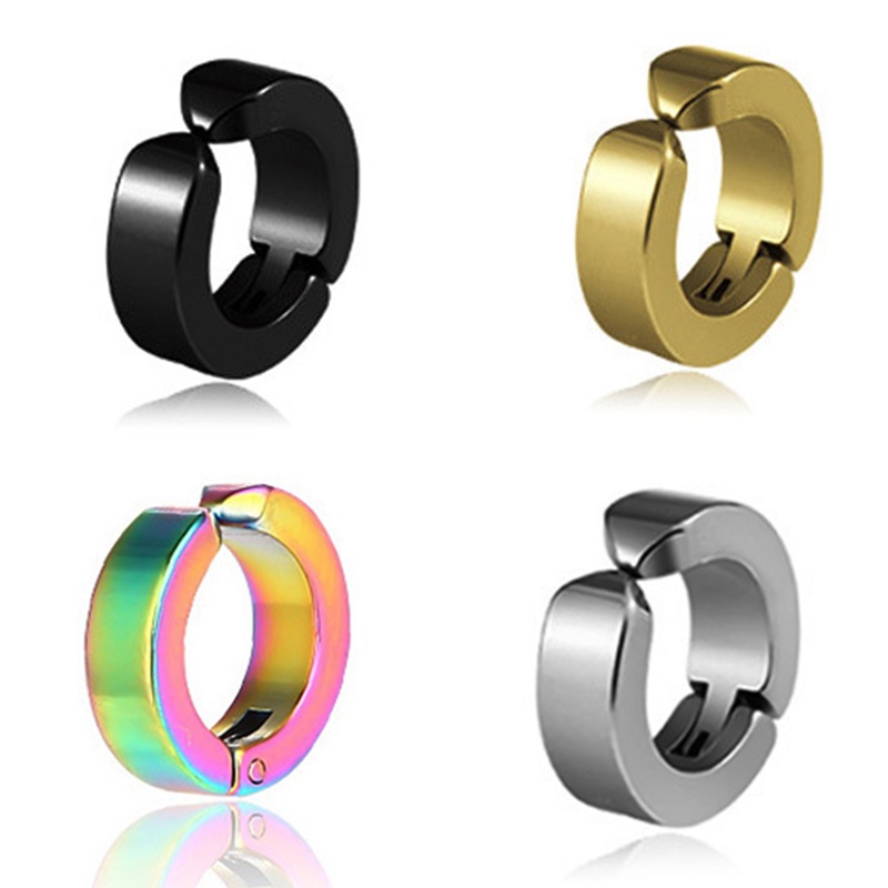 1pc Fashion Pria Stainless Steel Huggie Hoop Earrings