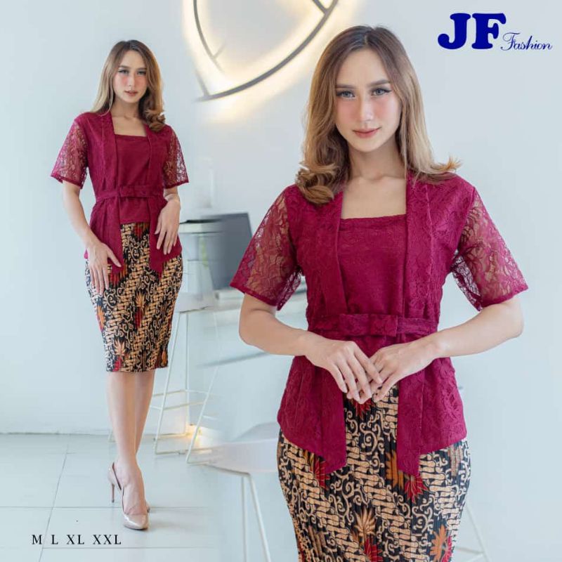 Set Kebaya BTP Fashion Kekinian Bahan Brukat Dan Rok Pendek