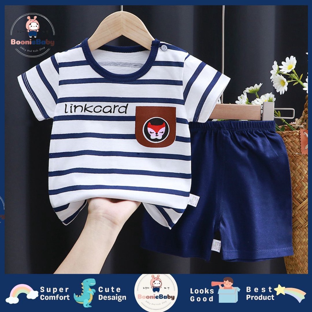 BOONIE BABY SETELAN BAJU BAYI LAKI-LAKI IMPORT UMUR 0-24 BULAN/SETELAN BAJU LENGAN PENDEK BAYI IMLEK