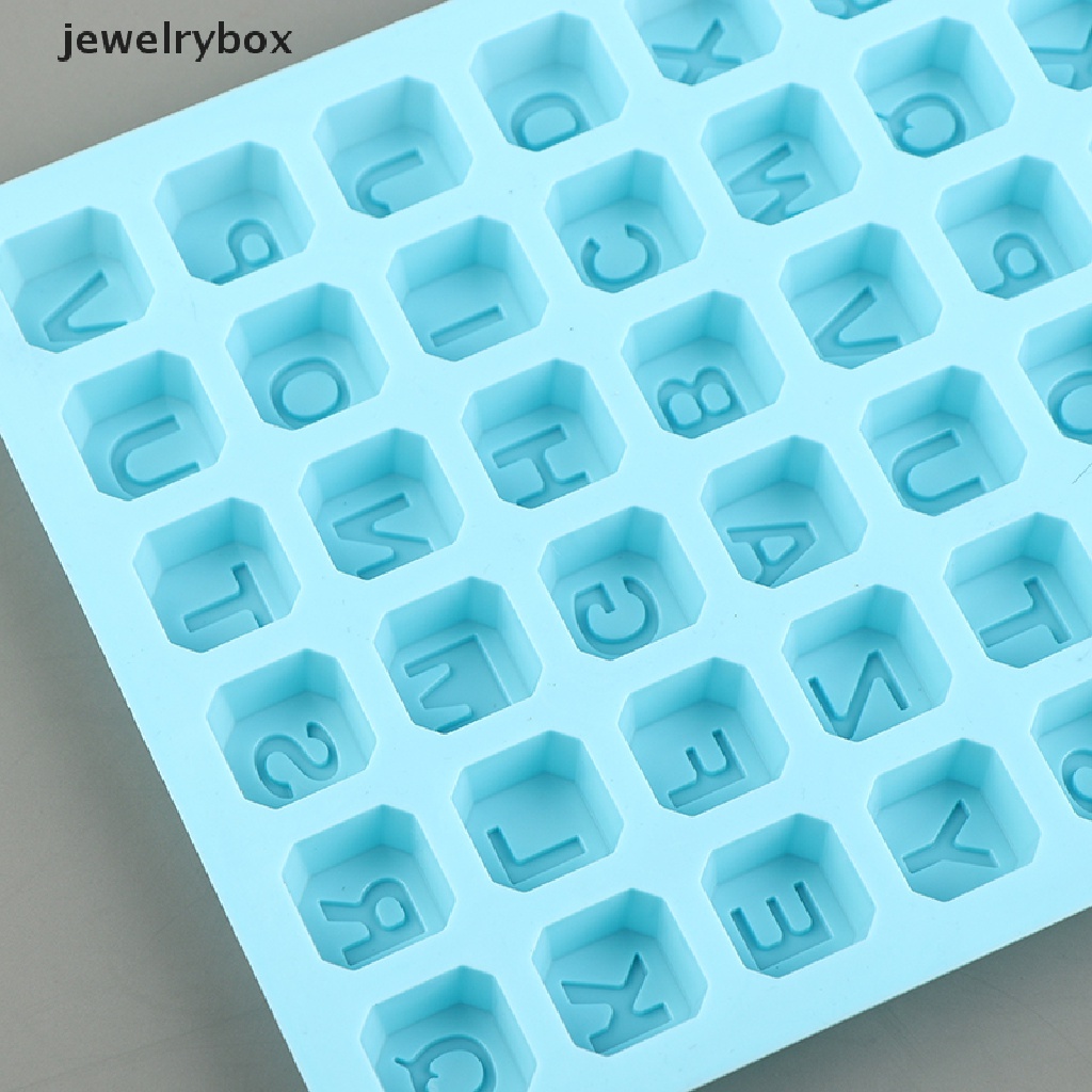 [jewelrybox] 1pc 48huruf Alfabet Inggris Huruf Silikon Cetakan Sabun Kue Decorag Mold Butik