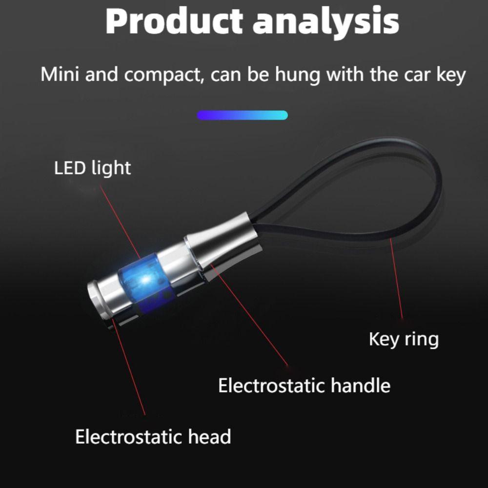 [Elegan] Gantungan Kunci Anti-Statis Mobil Kendaraan Biru Merah Kunci Ring Statis Batang Aksesoris Interior Menghapus Statis Antistatic Bar Electrostatic Discharger