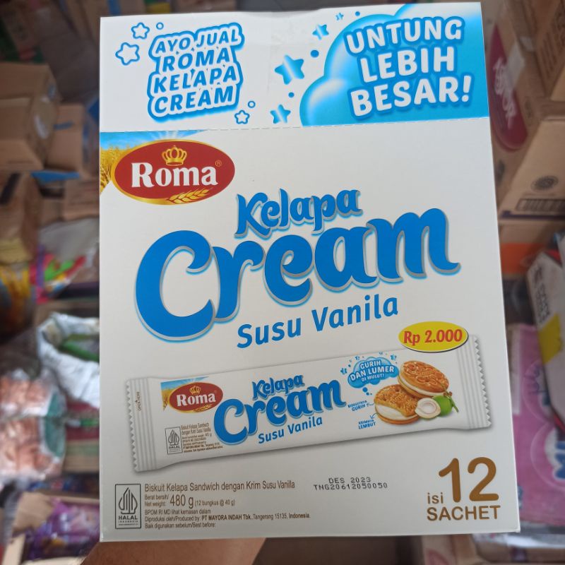 Biskuit Roma Kelapa Cream Susu Vanila Sachet