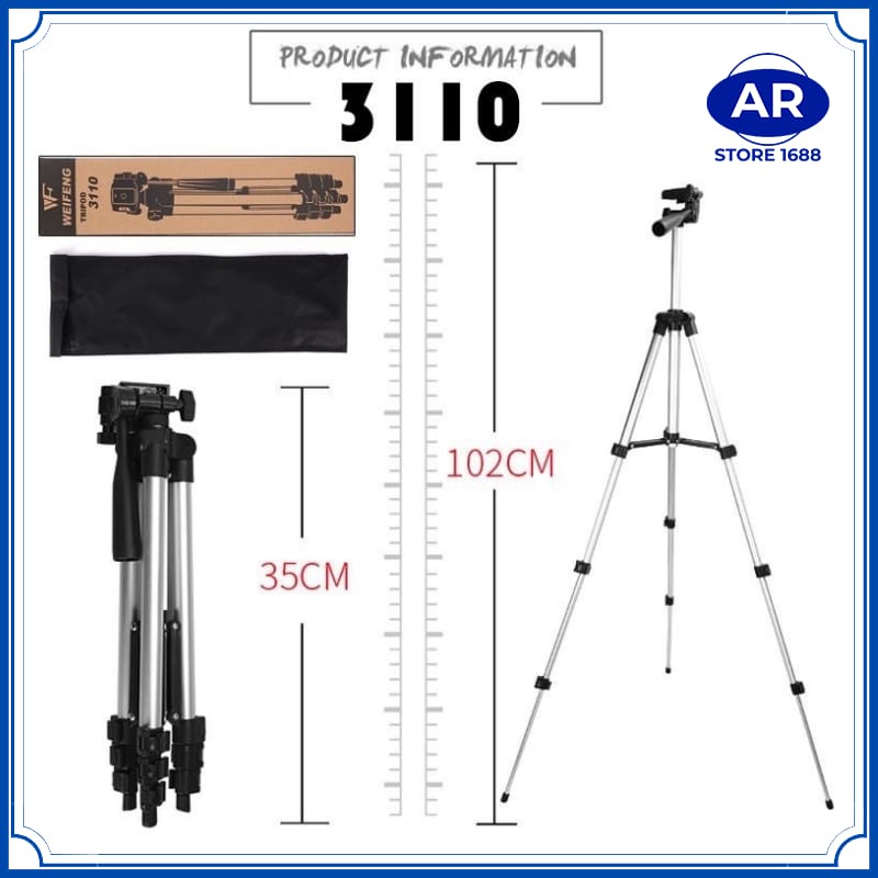 Tripod 3110 - Tripod dan Kamera Universal + Free Holder U dan Tas Tripod Dudukan Kamera-AR STORE1688