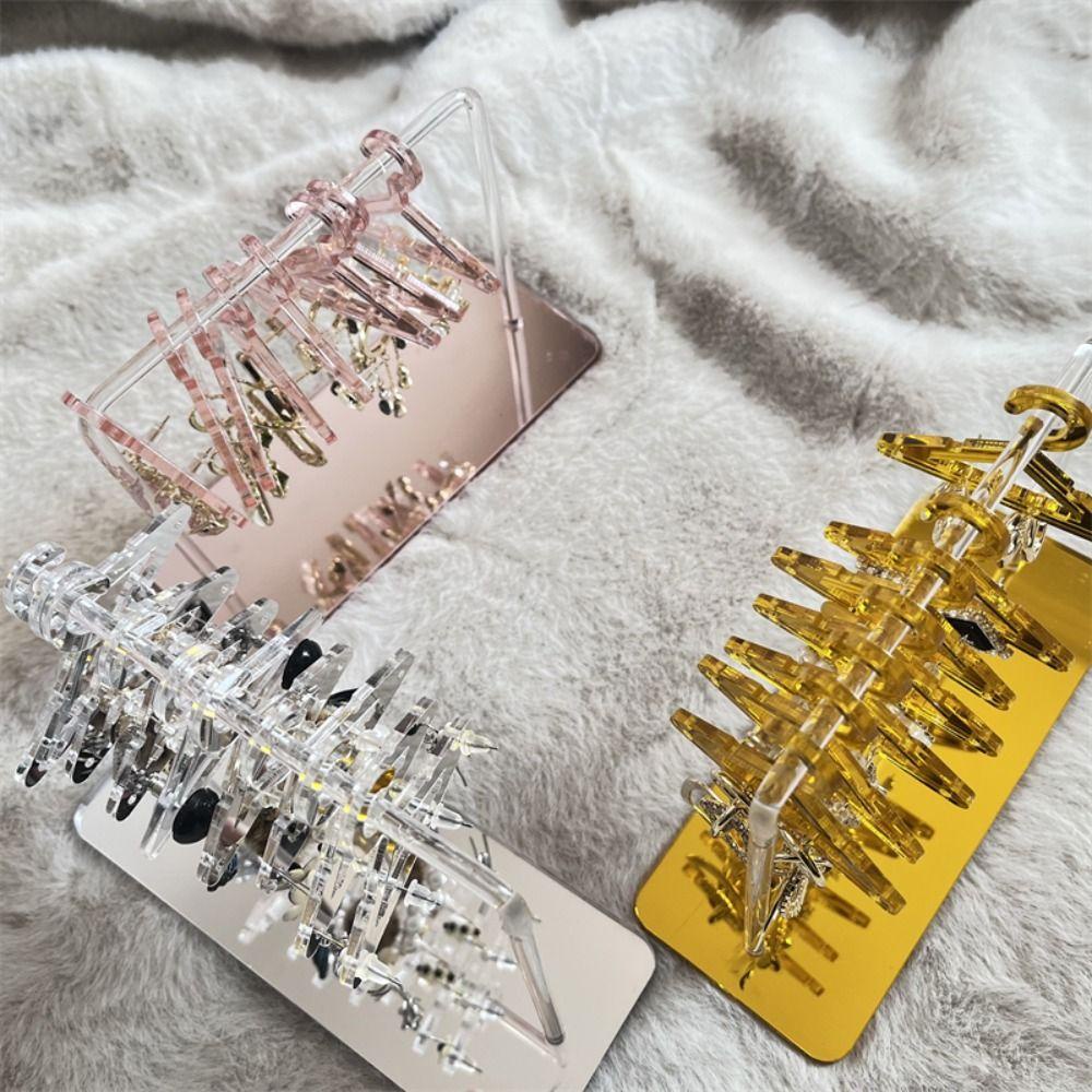 QUINTON Display Anting Berdiri Mini Transparan Multi-Warna Kalung Hadiah Liontin Desktop Decor Penyimpanan Closet Coat-hanger Shape Earring Rack Holder