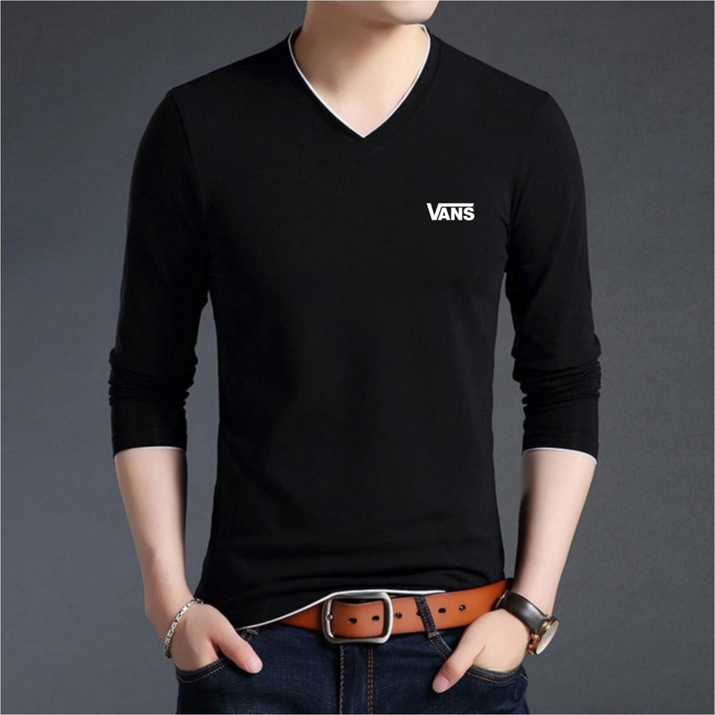 Kaos Pria Lengan Panjang  Kaos Pria Leher V  Kaos Pria Terbaru  Kaos Oblong Cwok
