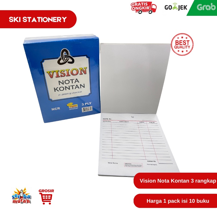

Nota Kontan NCR 3 rangkap / 3 ply ukuran BESAR 1/2 folio
