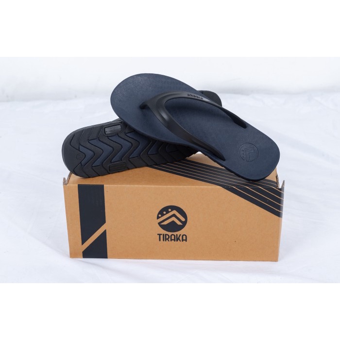 Sandal Sendal Jepit Pria Anti Slim Licin Full Karet Kuat Awet TIRAKA SANIP Navy Hitam