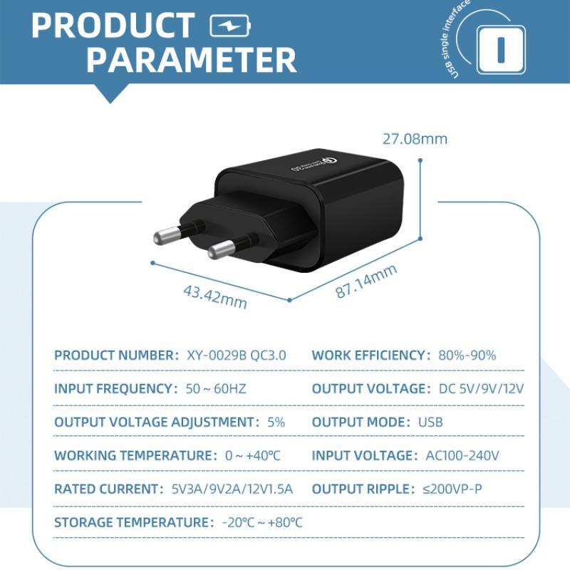 USB Interface Adapter Charger Quick Charging Fast Charging Quick Charge 18W QC 3.0