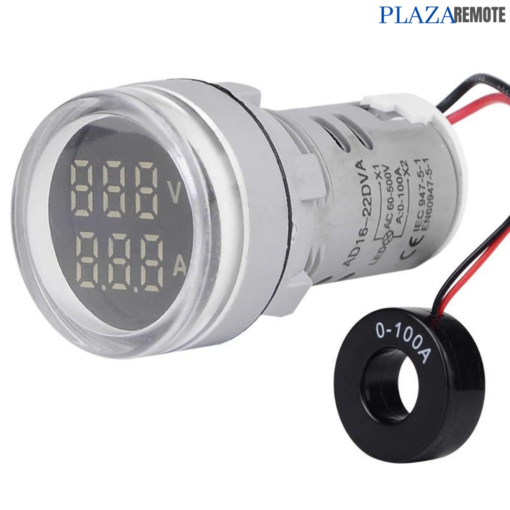 PILOT LAMP VOLTMETER + AMPERE DIGITAL AD16-22MM PENGUKUR AC 50-440V 0 - 100A