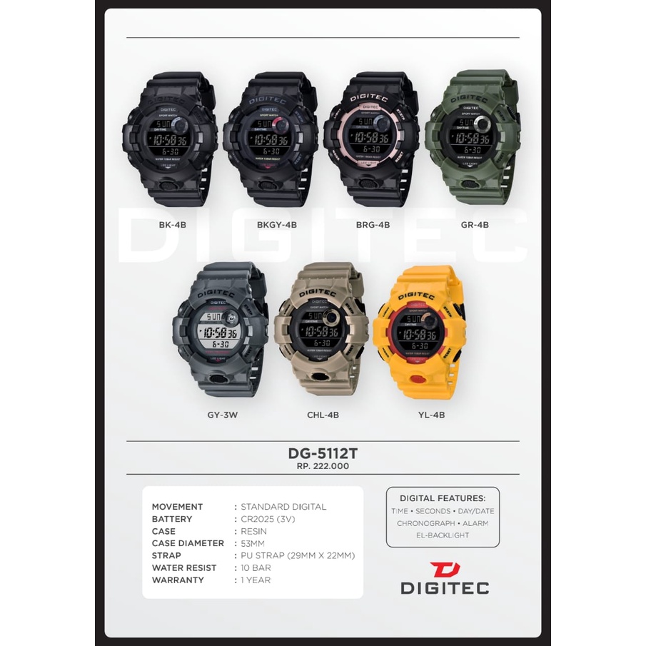 BEST SELLER JAM TANGAN DIGITEC 5112 ORIGINAL PRIA DIGITAL G111 TALI RUBBER TANGGAL AKTIF BODY BULAT DM 5.3CM FREE BOX &amp; BATERAI || JAM TANGAN FASHION PRIA JAM TANGAN COWOK MURAH