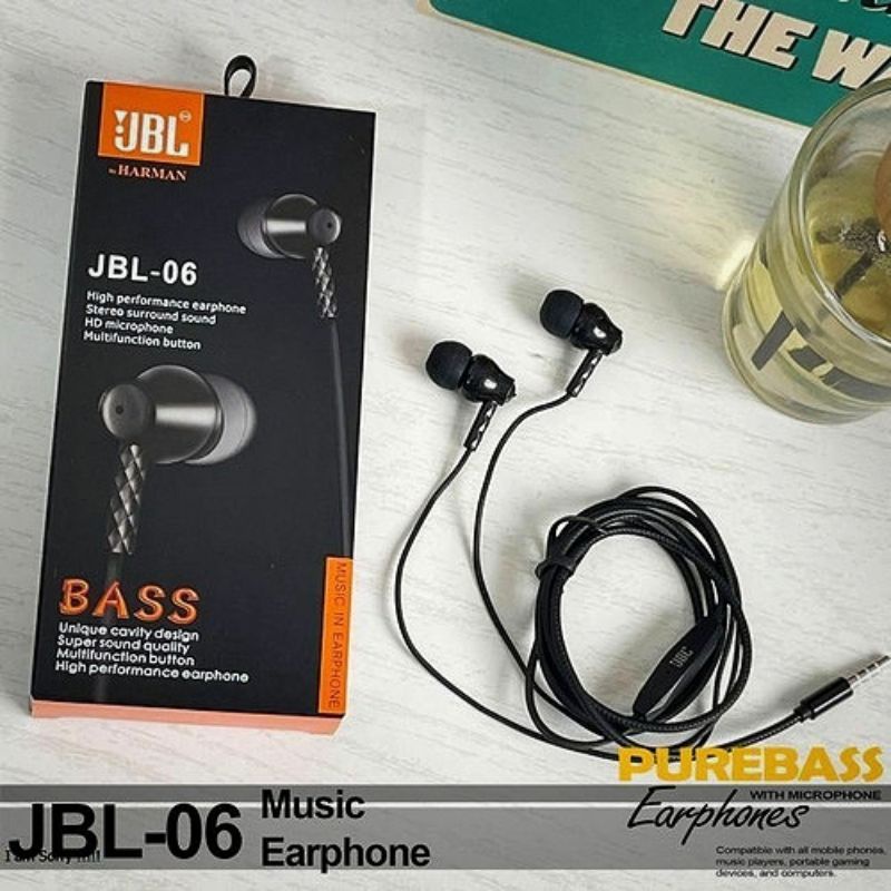 Earphone JBL Super Bass HD Sound Headset JBL Multifuncion Button  [JBL-006]