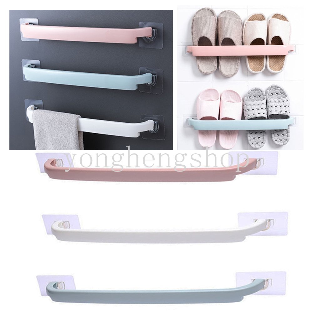 Punch Free Self Adhesive Towel Rack Tempat Handuk Wajah Rak Gantungan Lap Dapur Rak Dinding Rak Penyimpanan Handuk Mandi Aksesoris Kamar Mandi