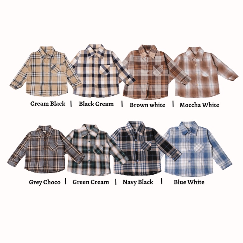 KEMEJA FLANEL - Promo 10.10 Baju Anak Laki Laki Setelan Atasan Bayi Baby Kids Cewek Cowo Perempuan Katun Lucu Murah 1-6 Thn