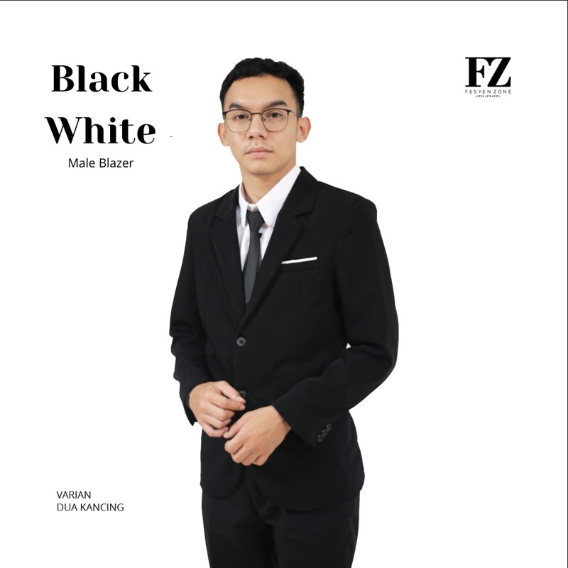 JAS RESMI JAS NIKAH BLAZER PRIA BLACKWHITE