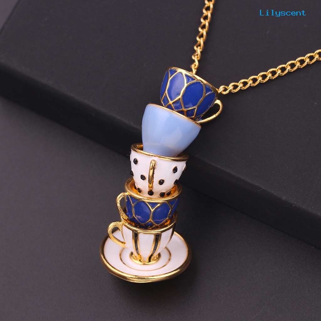 [LS] Kalung Gaya Enamel Desain Cangkir Teh Bahan Alloy Wanita Kalung Panjang Untuk Sweater