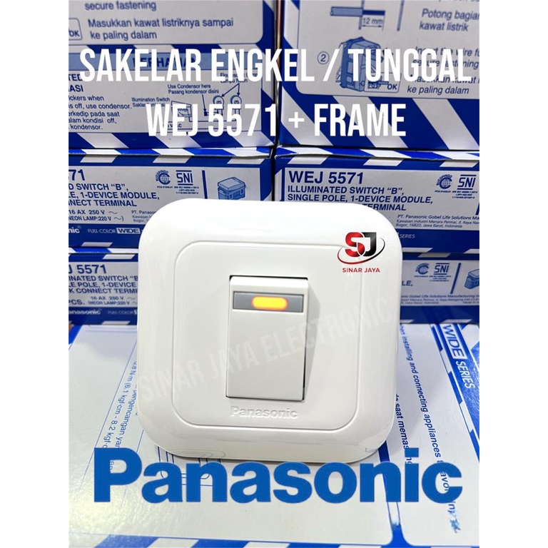 SAKELAR ENGKEL PANASONIC WEJ 5571 ( NYALA DALAM GELAP ) IN BOW / SAKELAR TUNGGAL PANASONIC MURAH / S