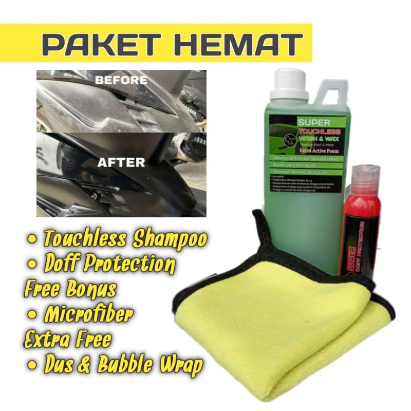 PAKET HEMAT SHAMPOO TOUCHLESS DAN DOFF PROTECTION DAPAT BONUS LAP MICROFIBER