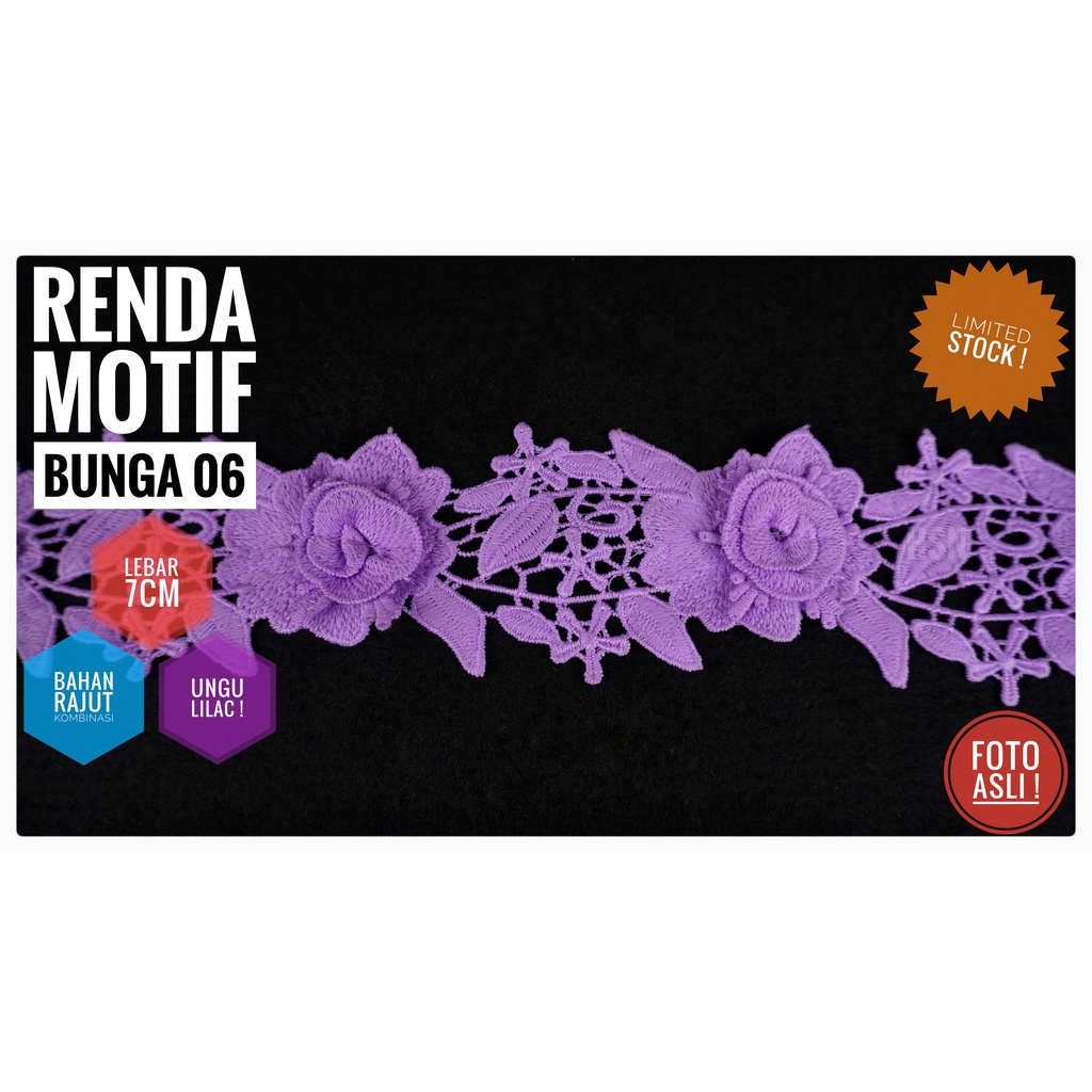 renda bunga 06 ungu lilac
