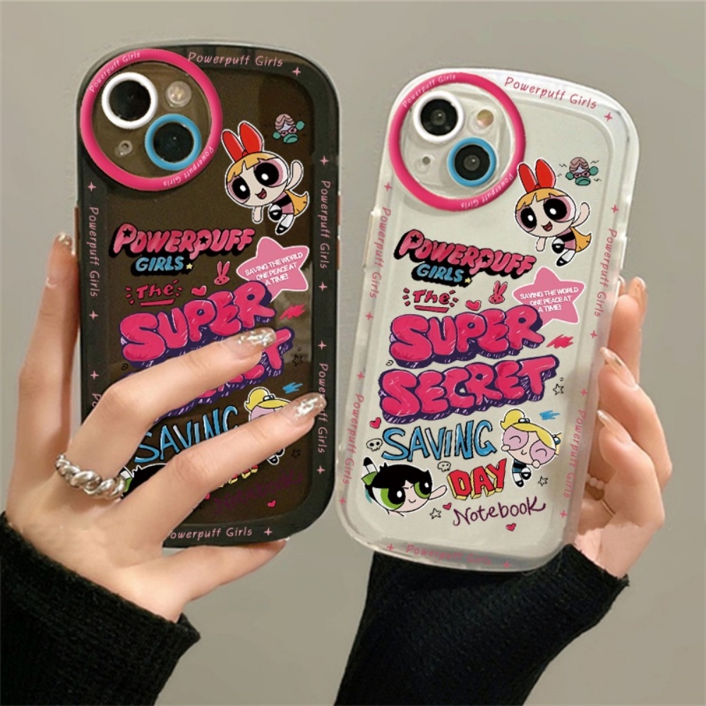 Fashion Case Kompatibel Untuk Iphone11 Pro MAX iPhone14 iPhone13 iPhone XR XS MAX iPhone6 6S 7 8 Plus Oval Gaya Kartun Powerpuff Gadis Shockproof Lembut TPU Bening Ponsel Cover RIXUAN