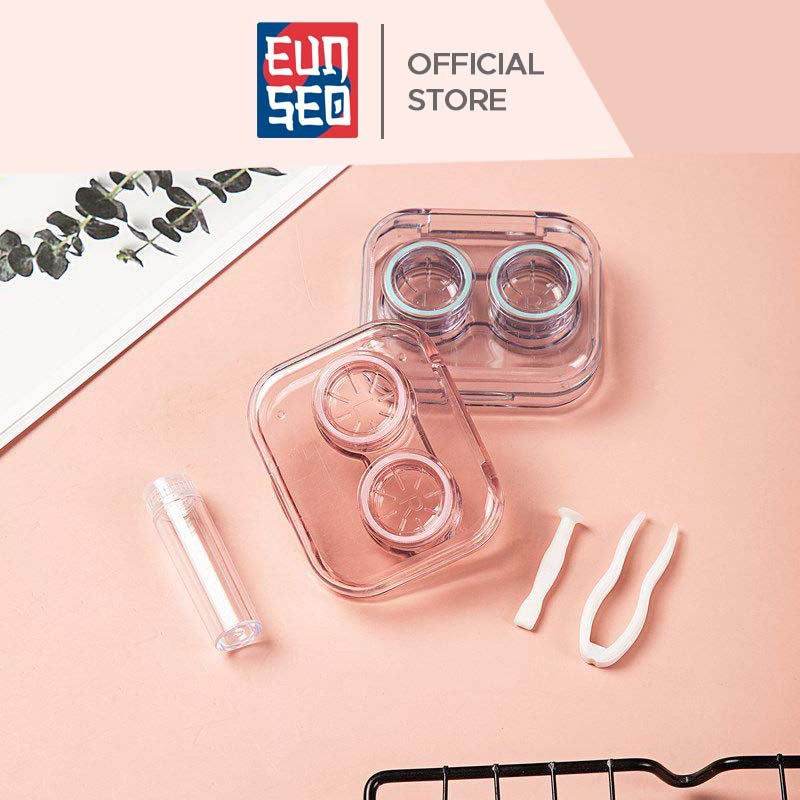 EUNSEO Kotak Softlens Transparan Premium Case Softlens Bening + Jepitan + Botol Import Korea