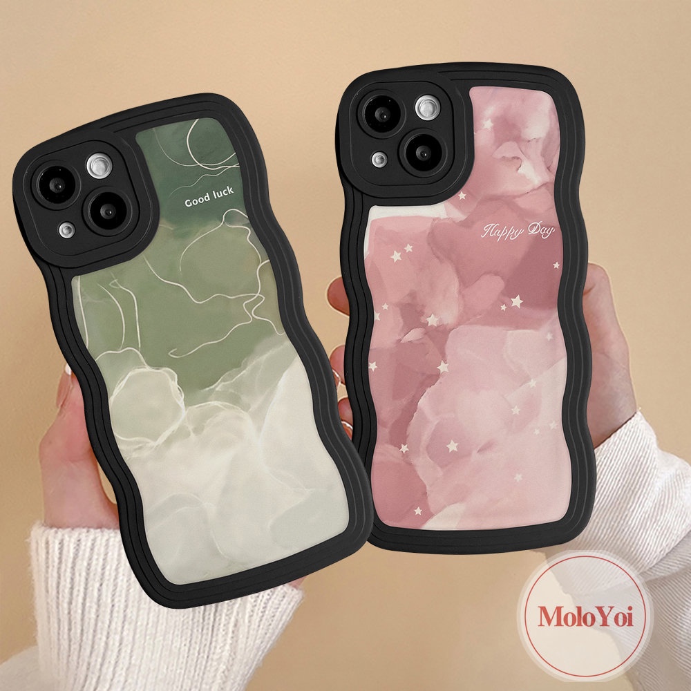 Casing Pasangan Cocok Untuk iPhone 11xr7 8 Plus 13 12 14 Pro Max 6 6s Plus 14plus X XS Max SE 2020lembut TPU Wavy Edge Halo Dyed Watercolor Star Lines Case