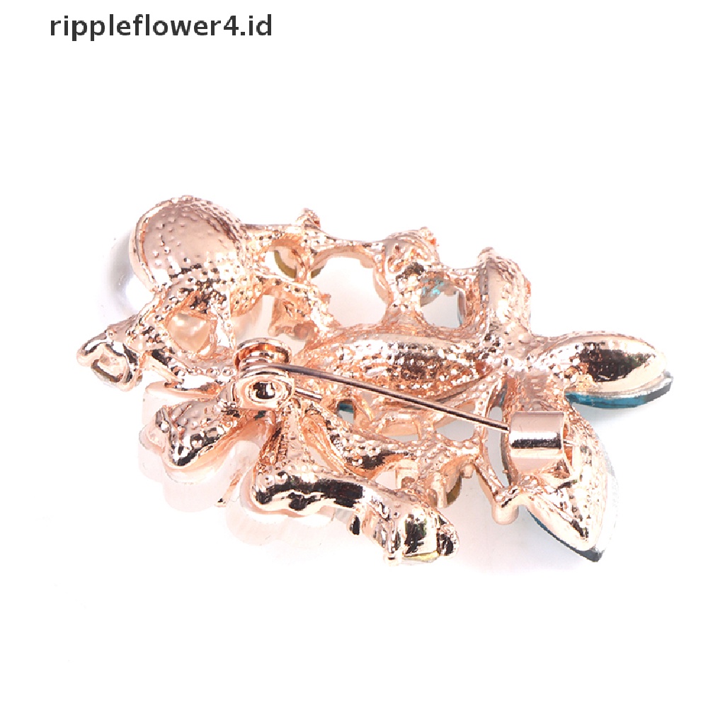 {rippleflower4.id} 1pc Pin Bros Kristal Berlian Imitasi Untuk Wanita Pakaian Bros Aksesoris Hadiah~