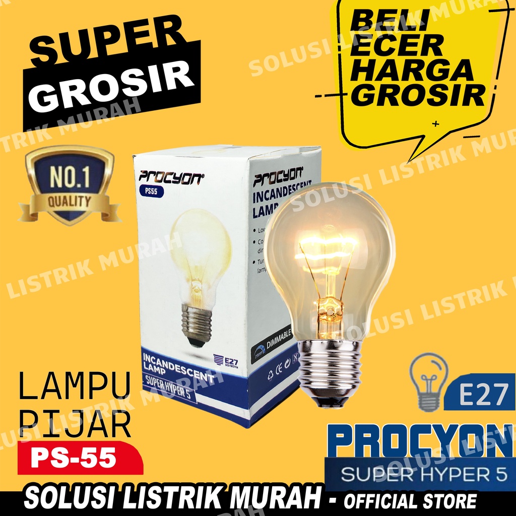 PROCYON Lampu Bohlam Pijar PS 55 PS 47 Ayam 5w 5 watt Kuning