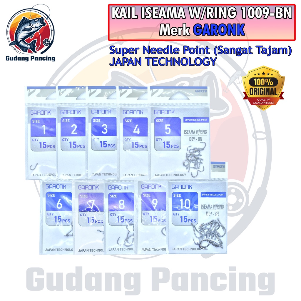 GARONK Kail Mata Pancing Iseama With Ring 1009-BN Black Nickle Super Tajam Teknologi Jepang 1 Pack isi 15pcs